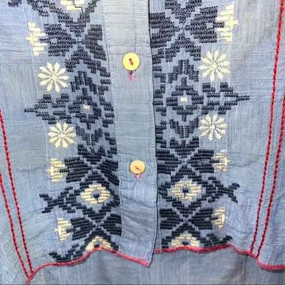 Johnny Was 3J Workshop Women's Floral High-Low Hem Button Down Long Sleeve Shirt - Picture 6 of 15